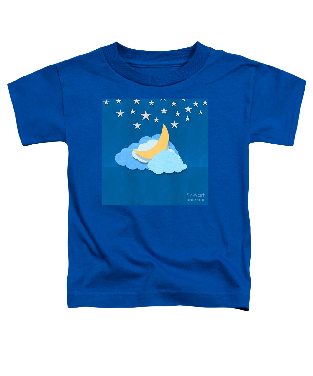 Antique Toddler T-Shirt featuring the digital art Cloud Moon And Stars Design by Setsiri Silapasuwanchai