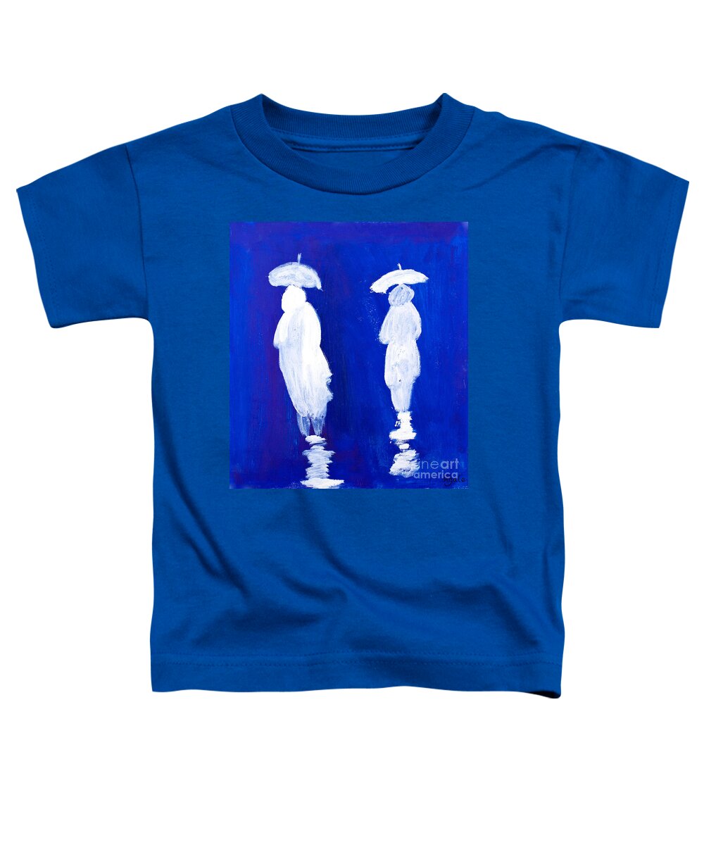 Art Toddler T-Shirt featuring the painting Rain Walkers by Simon Bratt
