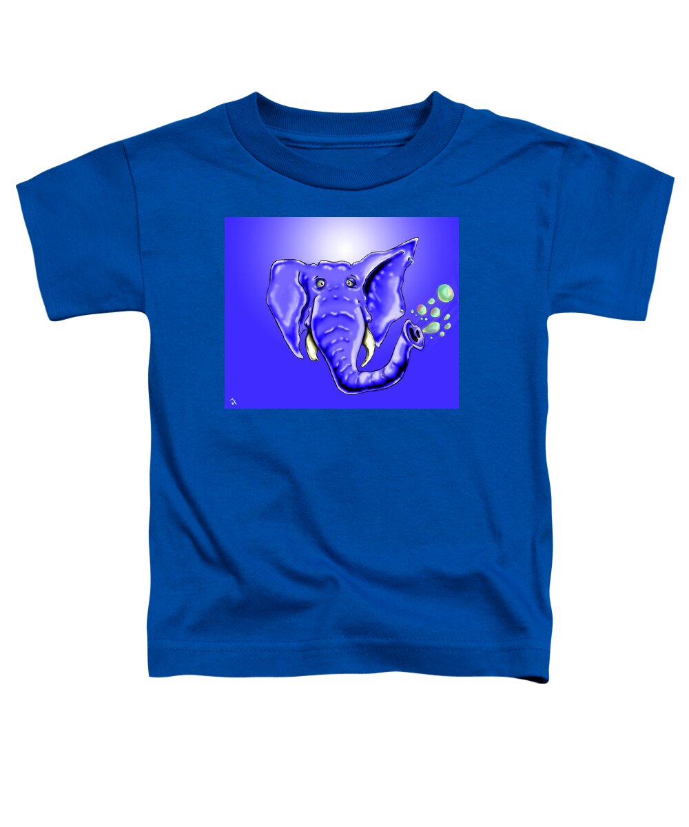 Elephant Toddler T-Shirt featuring the drawing Ringo Party Animal Blue by Adam Vance