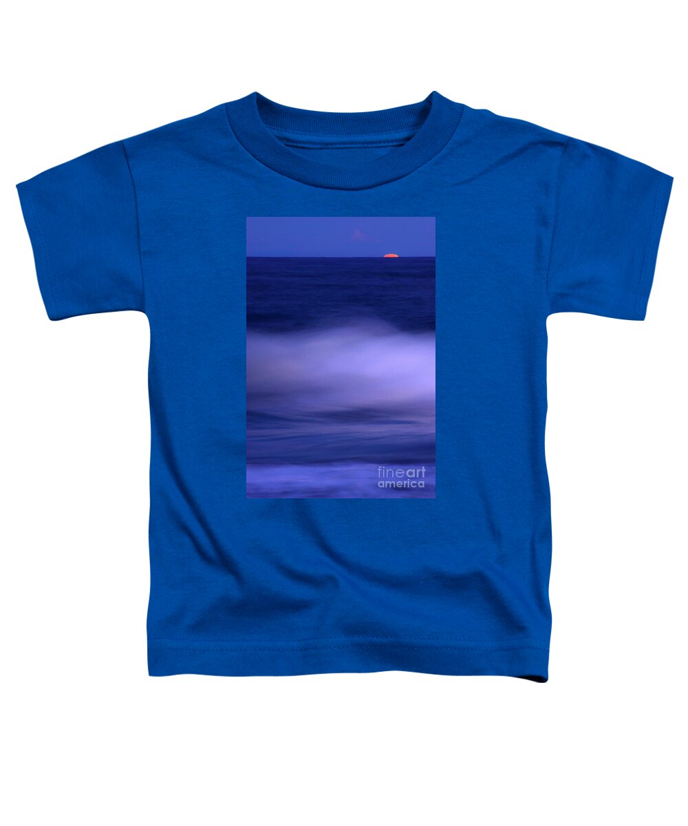 Sea Toddler T-Shirt featuring the photograph The Red Moon And The Sea by Hannes Cmarits