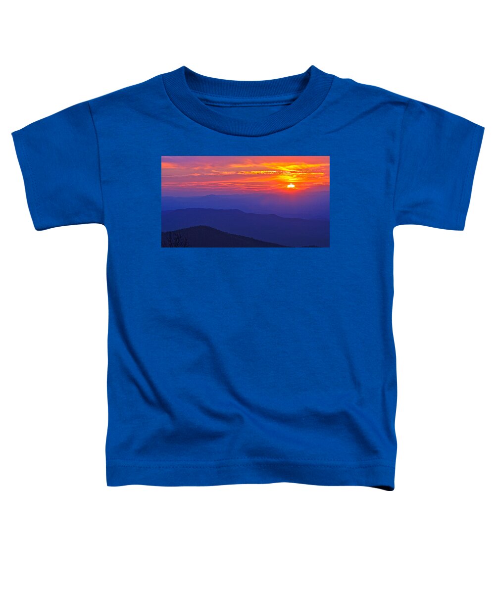 Blue Ridge Toddler T-Shirt featuring the photograph Blue Ridge Parkway Sunset, VA #2 by The James Roney Collection