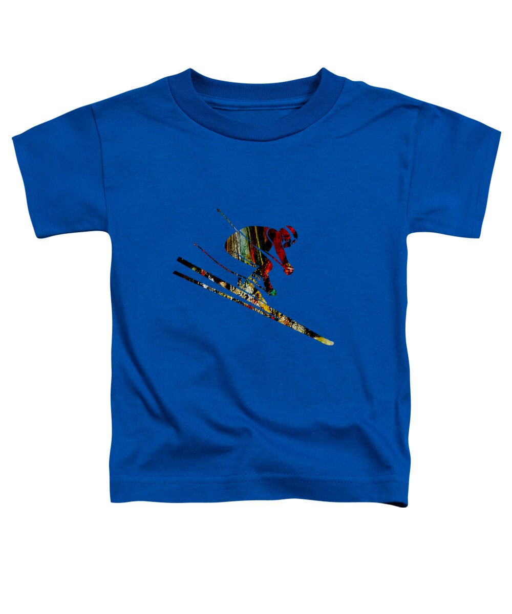 Ski Toddler T-Shirt featuring the mixed media Skiing Collection #1 by Marvin Blaine