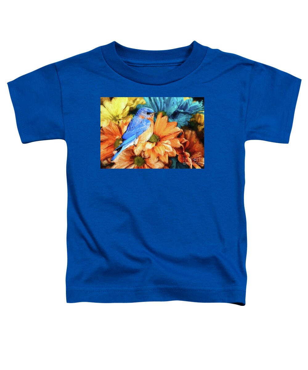Bluebird Toddler T-Shirt featuring the painting Eastern Bluebird by Tina LeCour
