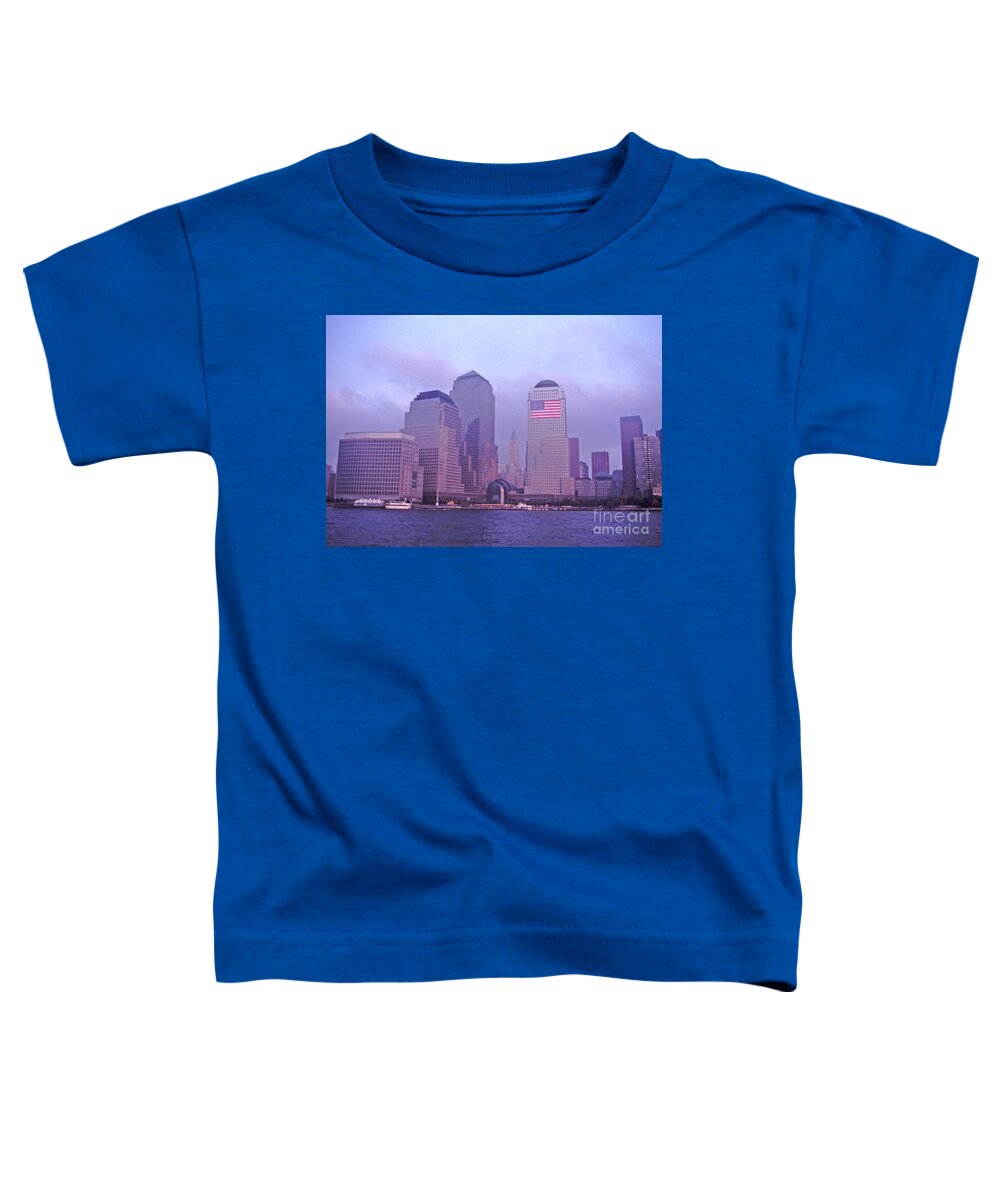 Strength Toddler T-Shirt featuring the photograph 9/11 The Aftermath WFC Flag by Tom Wurl