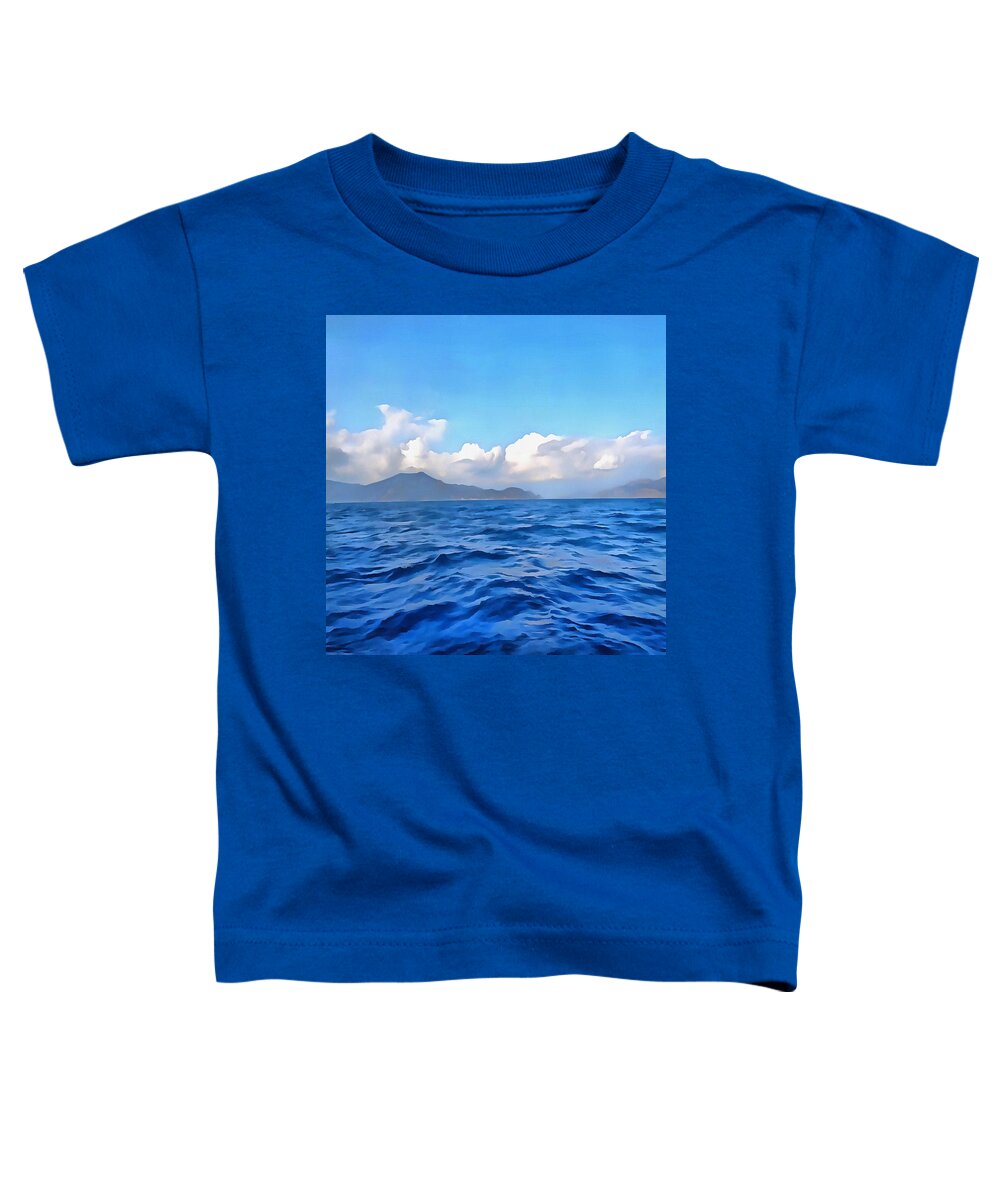 Blue Toddler T-Shirt featuring the painting Aegean Blue by Taiche Acrylic Art