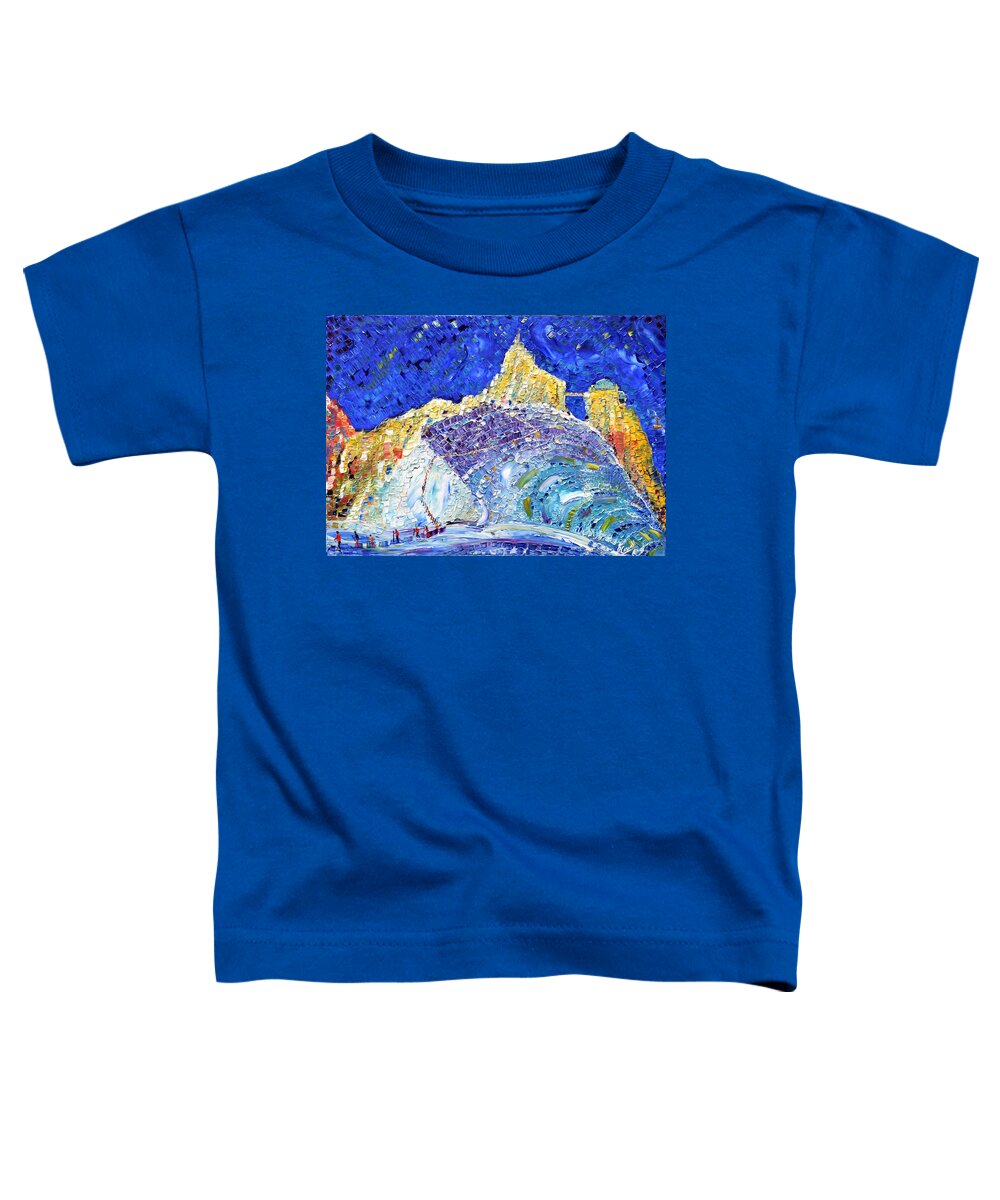 Aiguille Du Midi Toddler T-Shirt featuring the painting Aiguille Du Midi Glacier Chamonix by Pete Caswell