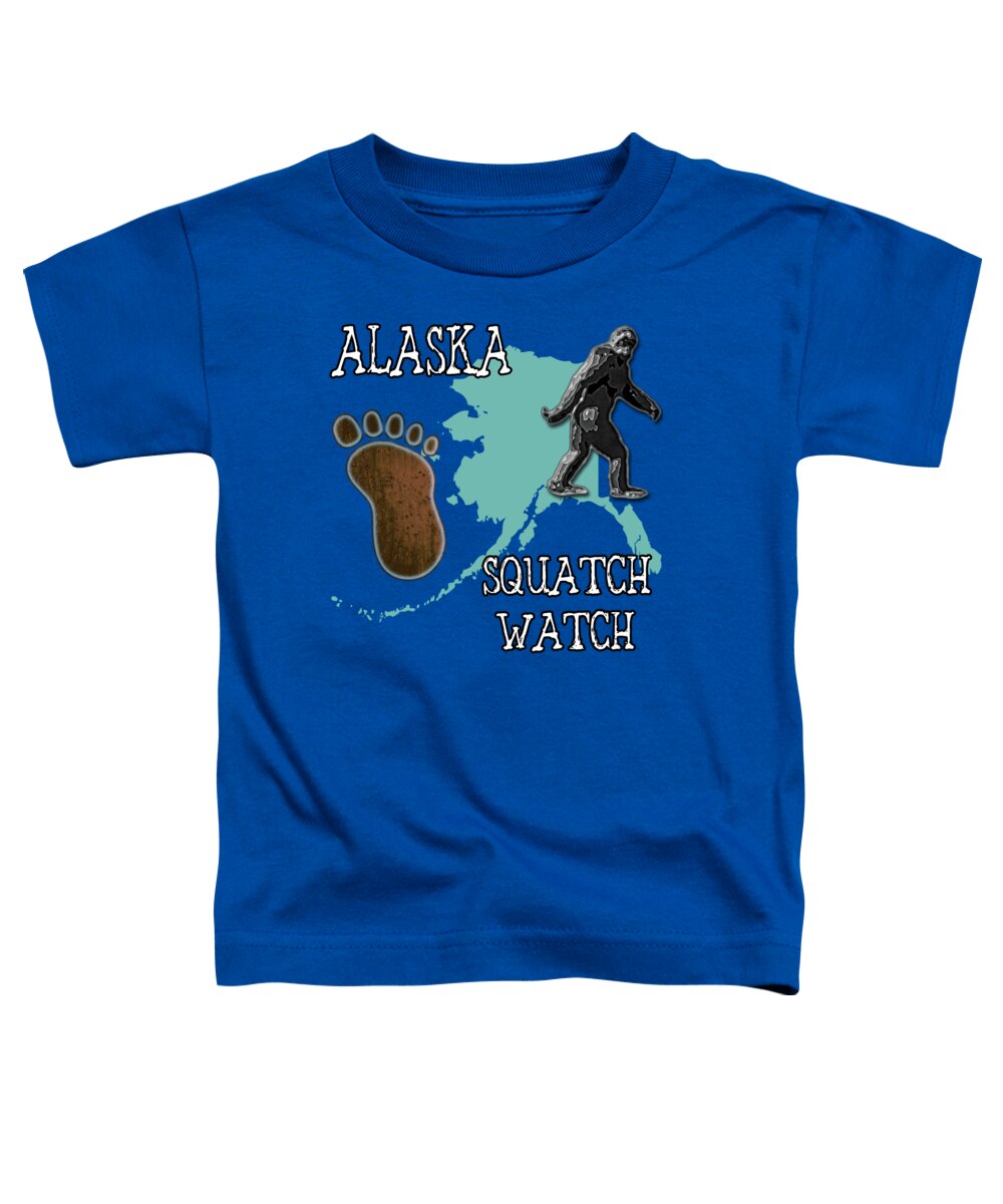 Alaska Toddler T-Shirt featuring the digital art Alaska Squatch Watch by David G Paul