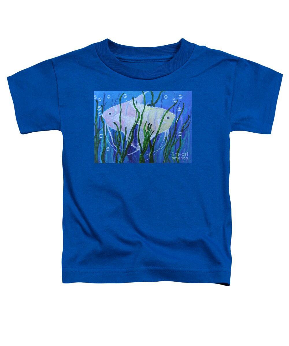 Angel Fish Toddler T-Shirt featuring the painting Angelfish Duo by Karen Jane Jones