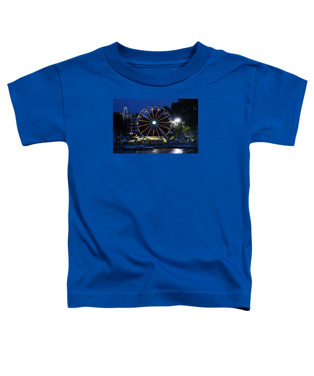 Amusement Park Toddler T-Shirt featuring the photograph Arnolds Park at Night by Gary Gunderson