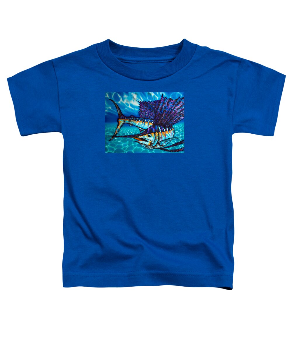 Sailfish Toddler T-Shirt featuring the painting Atlantic Sailfish by Daniel Jean-Baptiste