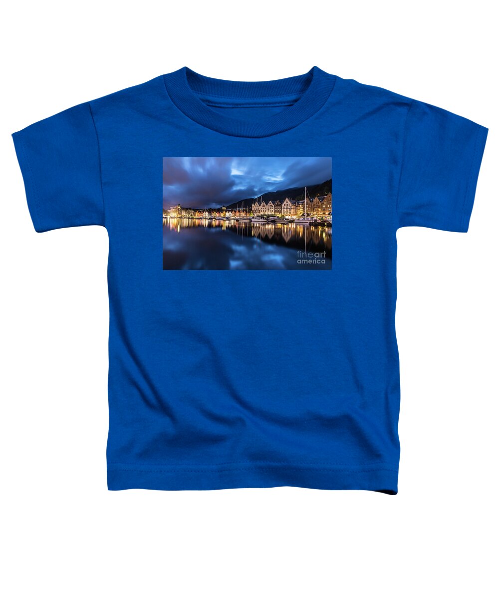 Bergen Toddler T-Shirt featuring the photograph Bergen harbor by Didier Marti