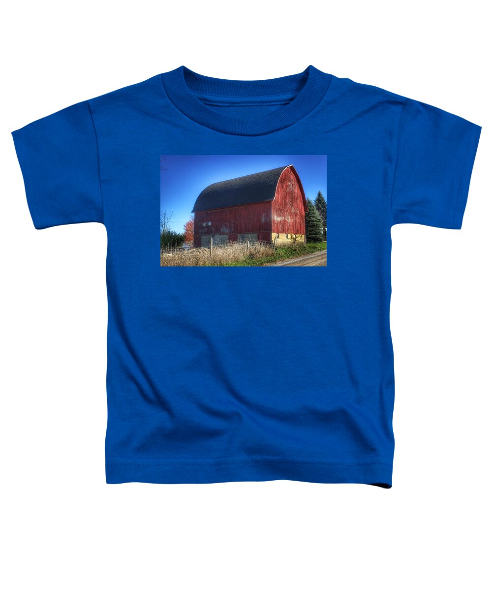 Barn Toddler T-Shirt featuring the photograph 0007 - Big Red VII by Sheryl L Sutter