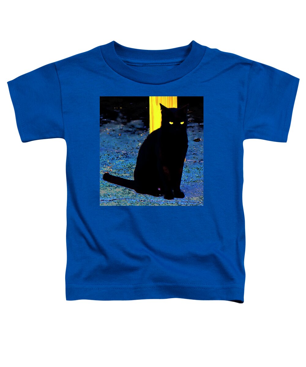 Black Cat Toddler T-Shirt featuring the photograph Black Cat Yellow Eyes by Gina O'Brien