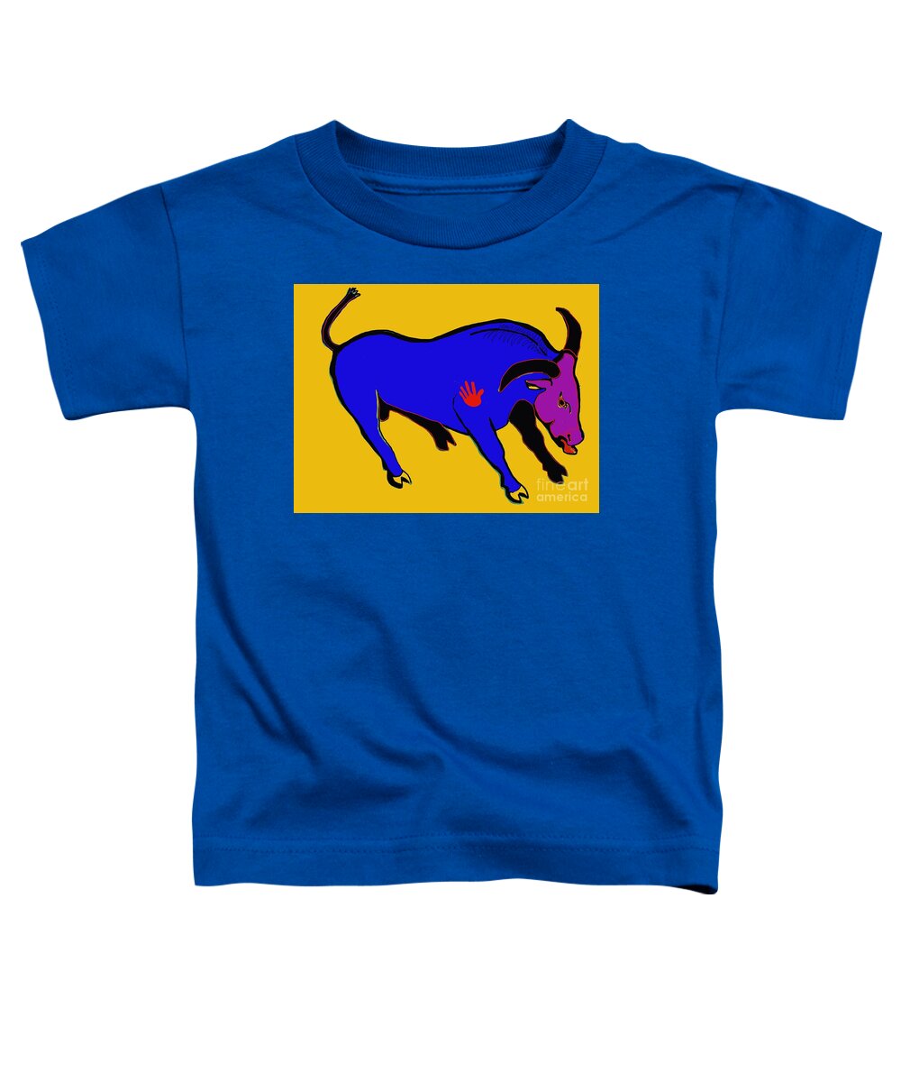  Toddler T-Shirt featuring the digital art Blue Bull by Hans Magden
