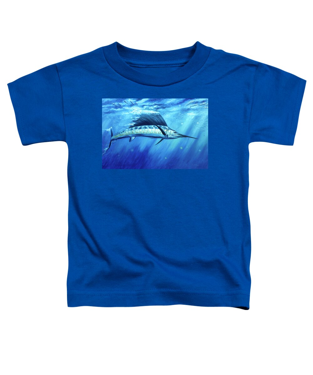 Sailfish Paintings Toddler T-Shirt featuring the painting Blue Crush by Guy Crittenden