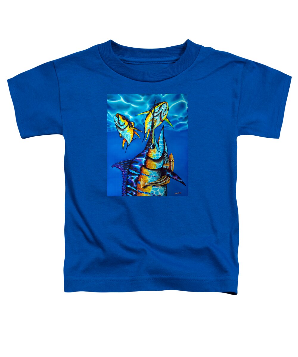  Yellowfin Tuna Toddler T-Shirt featuring the painting Blue Marlin by Daniel Jean-Baptiste