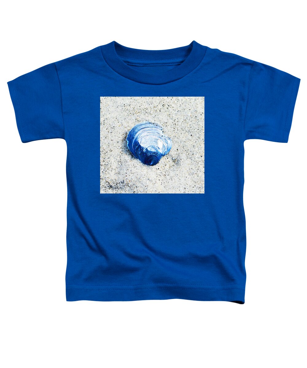 Blue Toddler T-Shirt featuring the painting Blue Seashell By Sharon Cummings by Sharon Cummings