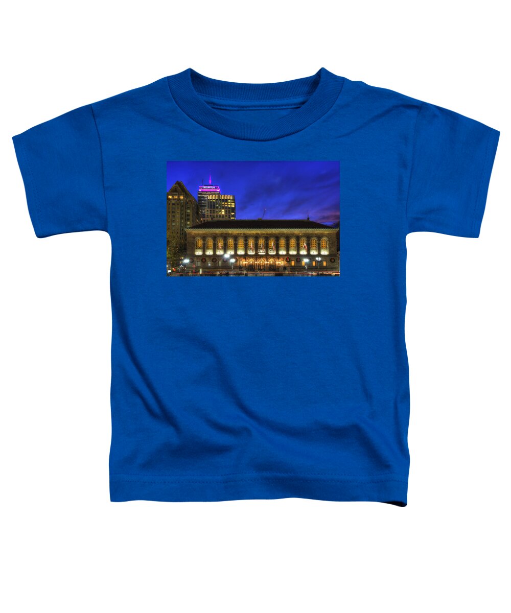 Boston Toddler T-Shirt featuring the photograph Boston Public Library at Night - Copley Square by Joann Vitali