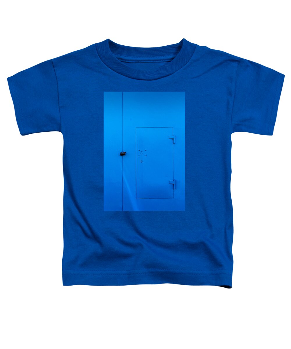 Bar Toddler T-Shirt featuring the photograph Bright Blue Locked Door and Padlock by John Williams