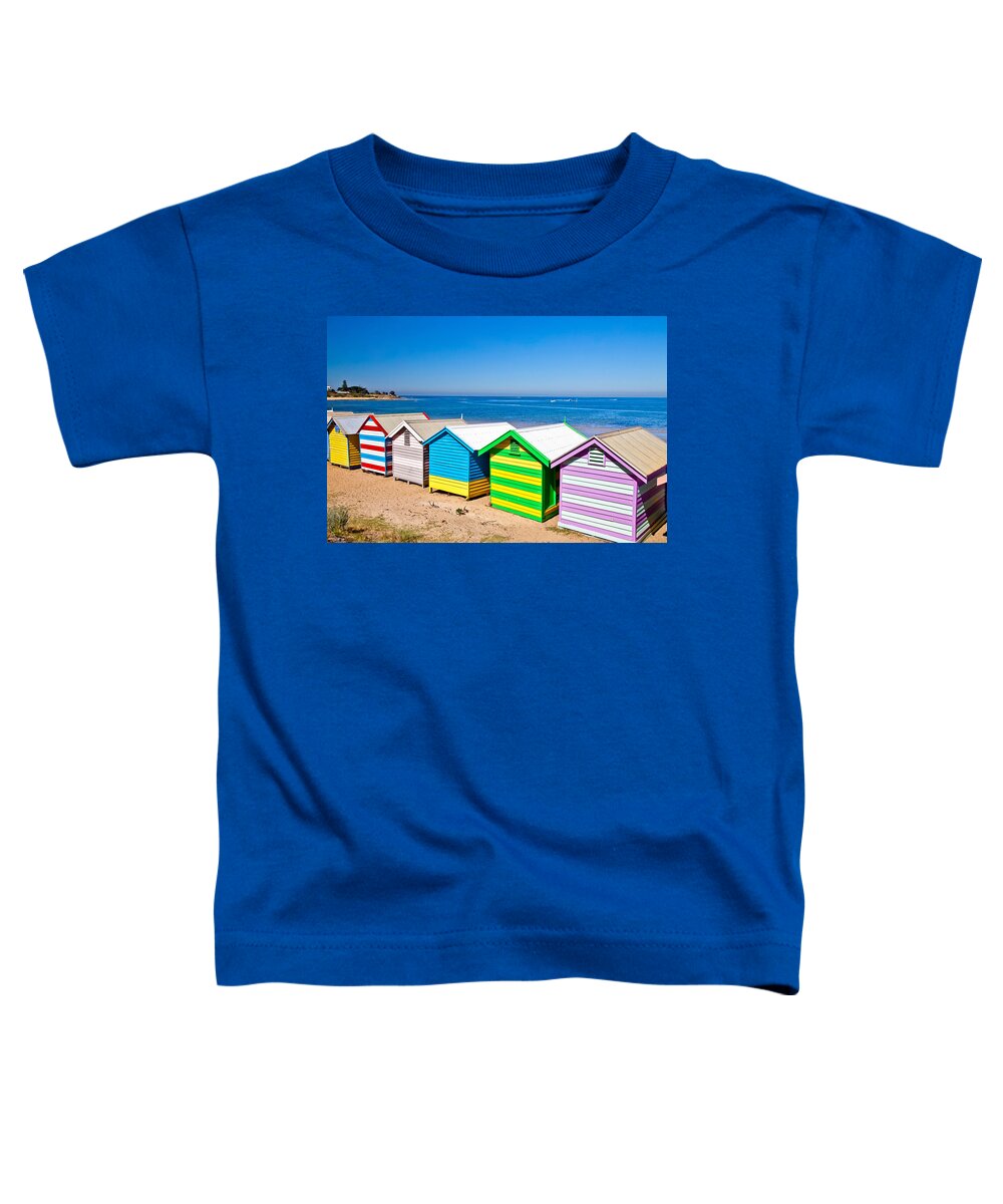 Melbourne Toddler T-Shirt featuring the photograph Brighton Beach Huts by Az Jackson