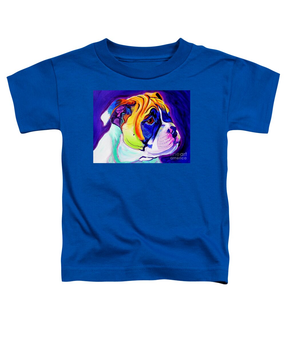 English Toddler T-Shirt featuring the painting Bulldog - Pup by Dawg Painter