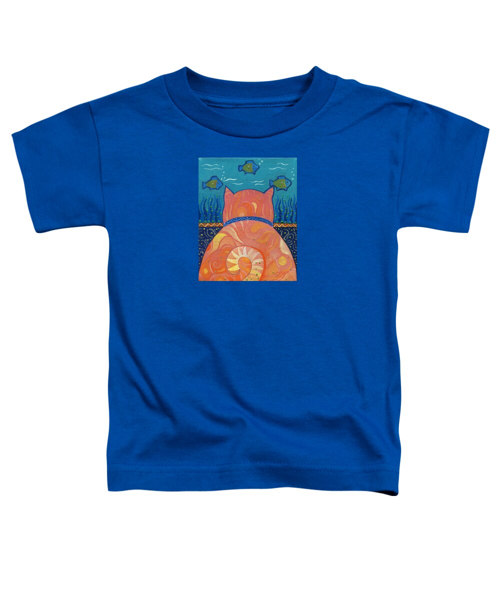 Cat Toddler T-Shirt featuring the painting Cat Tales by Helena Tiainen