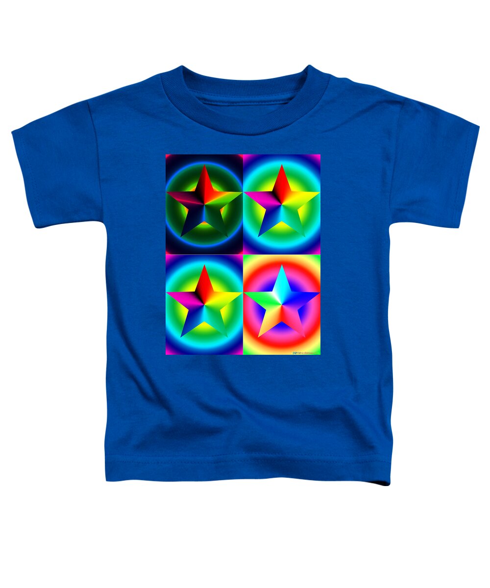 Pentacle Toddler T-Shirt featuring the digital art Chromatic Star Quartet with Ring Gradients by Eric Edelman