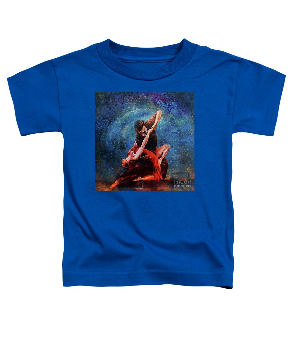 Tango Toddler T-Shirt featuring the painting Couple Tango Dance 8885 by Gull G