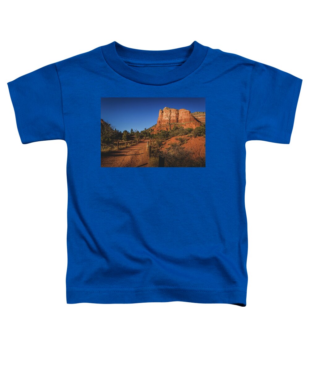 Arizona Toddler T-Shirt featuring the photograph Courthouse Butte and Bell Rock Trail by Andy Konieczny