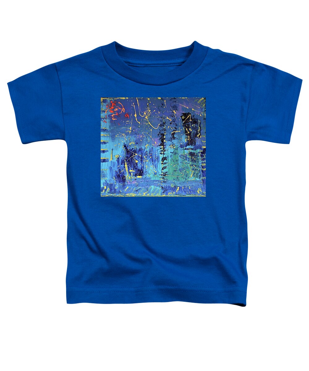 Blue Toddler T-Shirt featuring the painting Day Light Saving Time by Pam O'Mara
