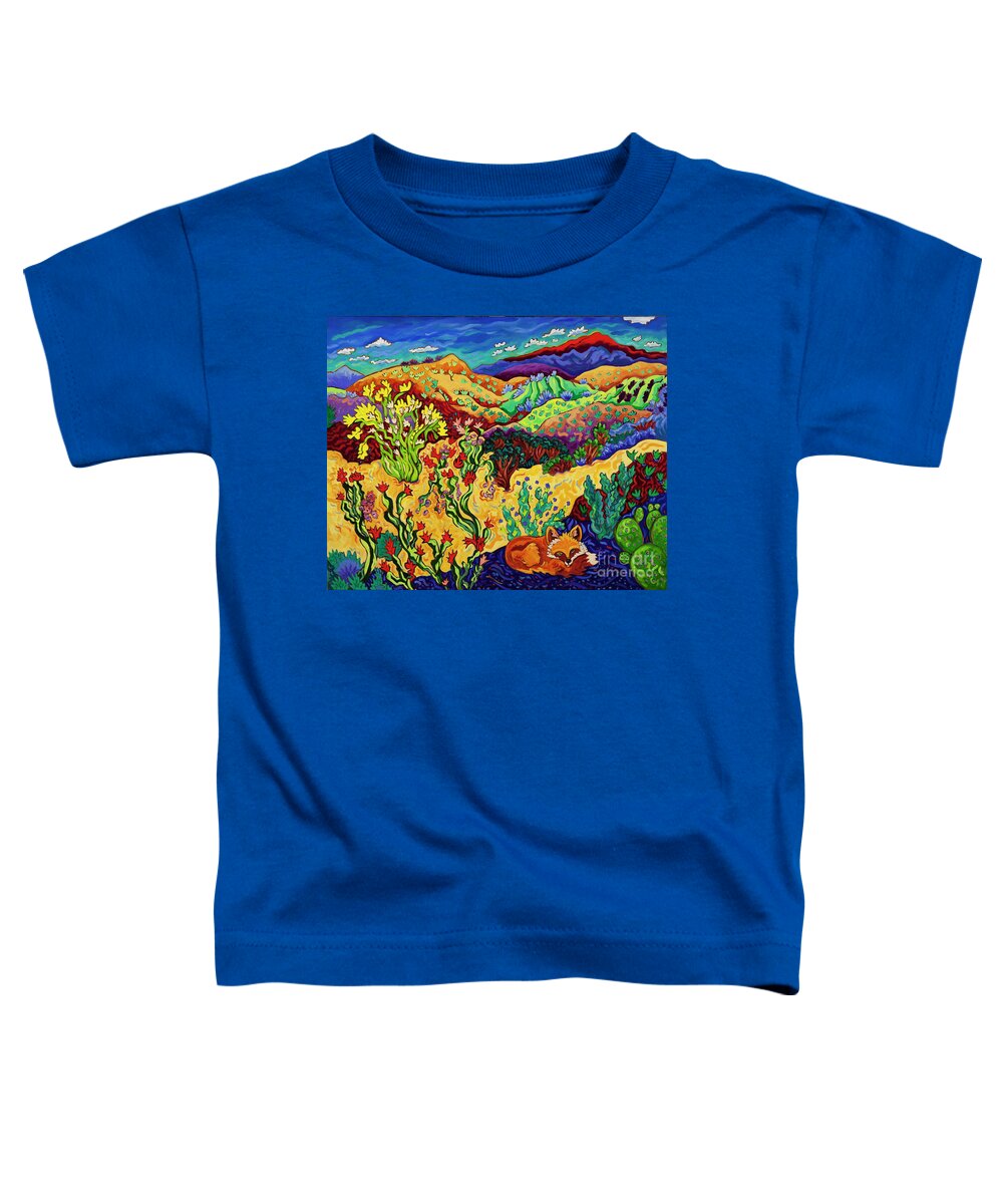 Desert Landscape Toddler T-Shirt featuring the painting Desert Fox Tapestry by Cathy Carey