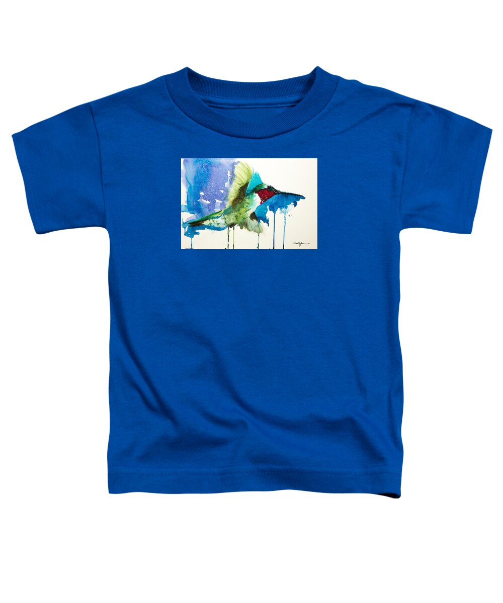 Hummingbird Toddler T-Shirt featuring the painting DA118 Drip Daniel Adams by Daniel Adams