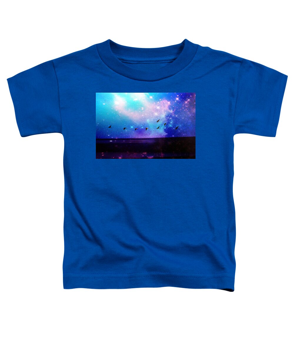 Abstract Toddler T-Shirt featuring the mixed media Flying the Galaxy by Stacie Siemsen
