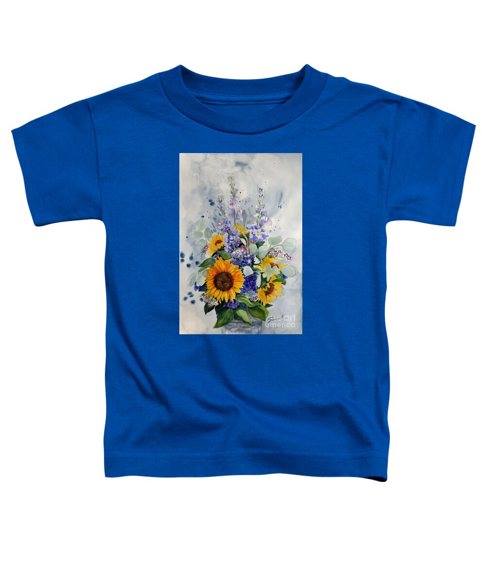 Sunflowers Toddler T-Shirt featuring the painting Good Day Sunshine by Sonia Mocnik