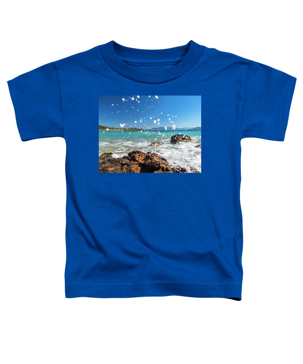Greece Toddler T-Shirt featuring the photograph Greek Surf Spray by Allin Sorenson