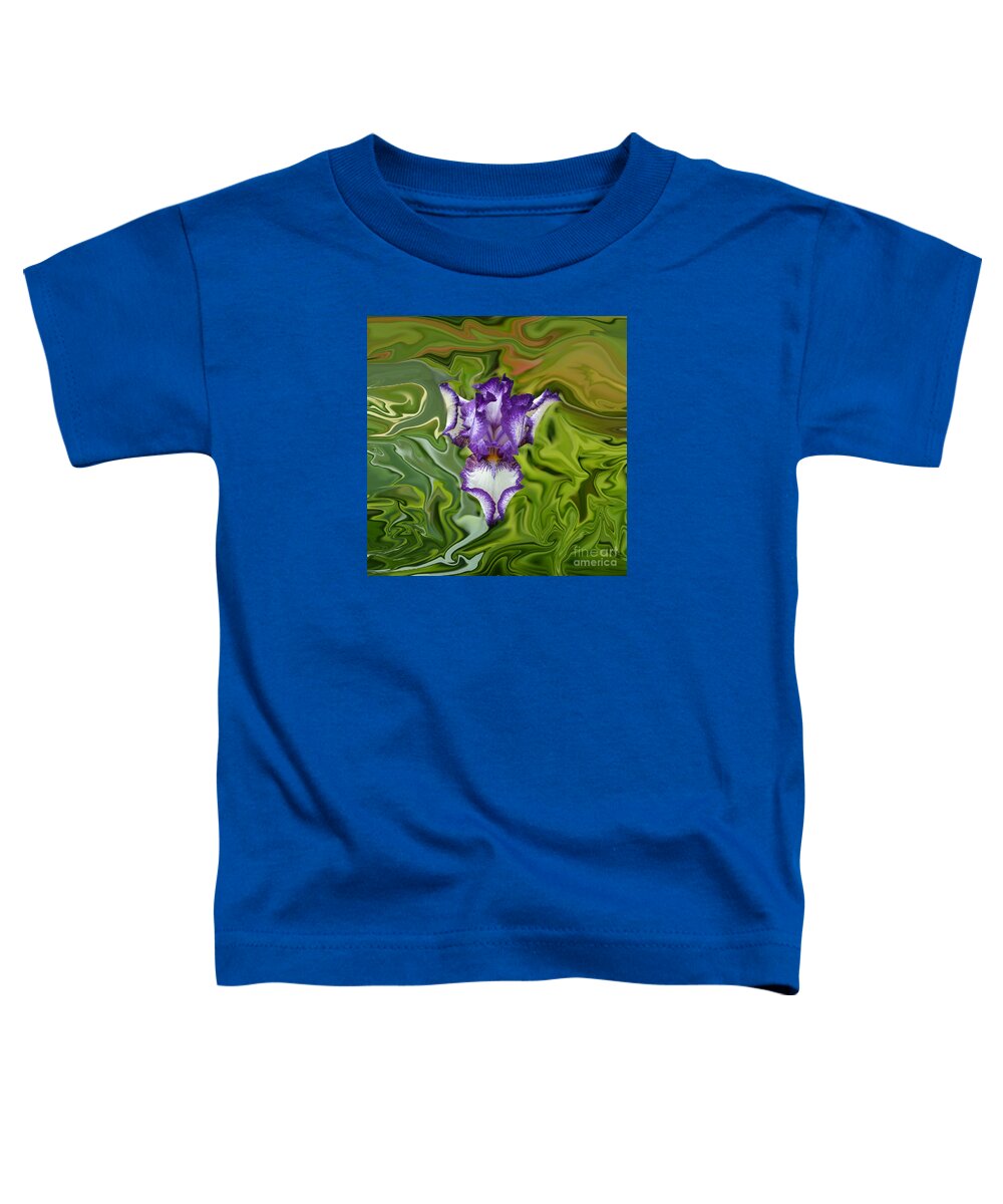 Purple Iris Toddler T-Shirt featuring the photograph Groovy Purple Iris by Rebecca Margraf