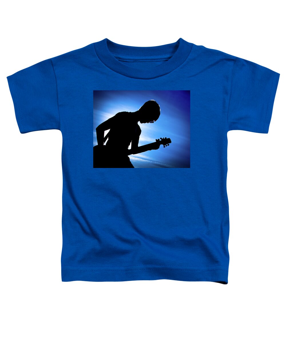 Guitar Toddler T-Shirt featuring the photograph Guitarist Silhouette by Adam Reinhart