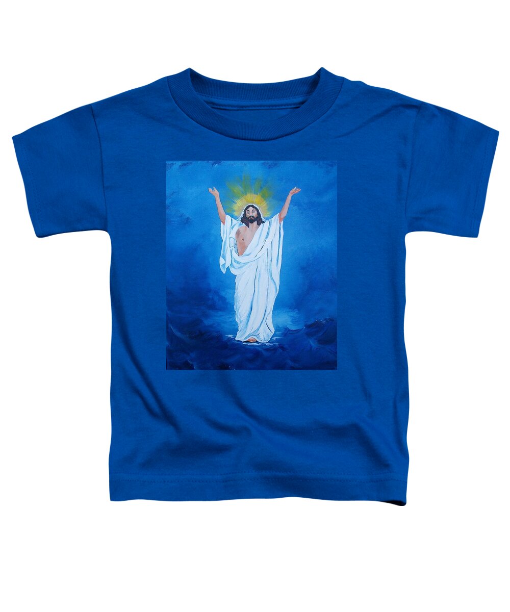 Jesus Toddler T-Shirt featuring the painting He Walked on Water by Sharon Duguay