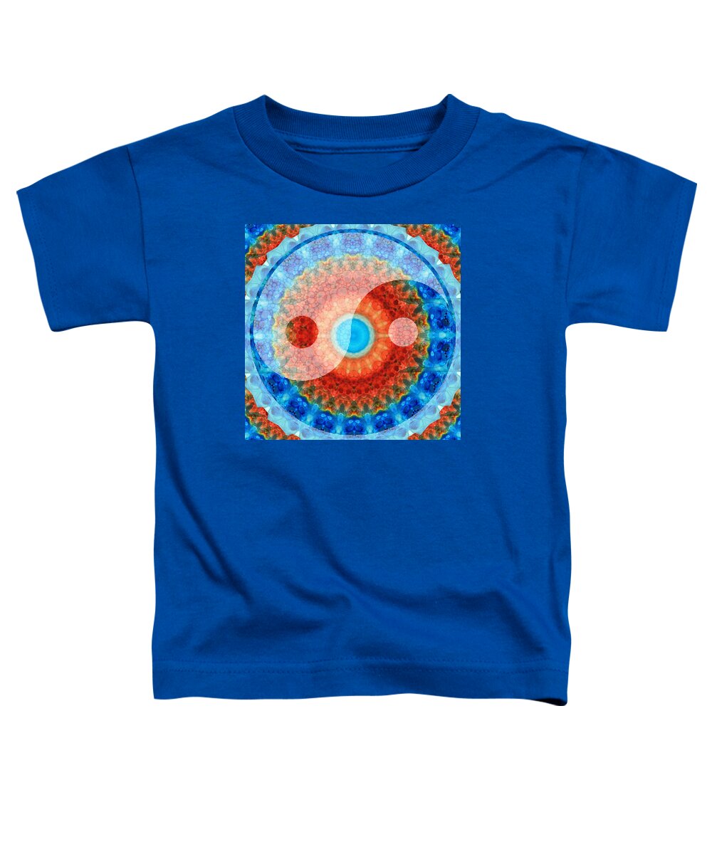 Yin Toddler T-Shirt featuring the painting Ideal Balance Yin and Yang by Sharon Cummings by Sharon Cummings