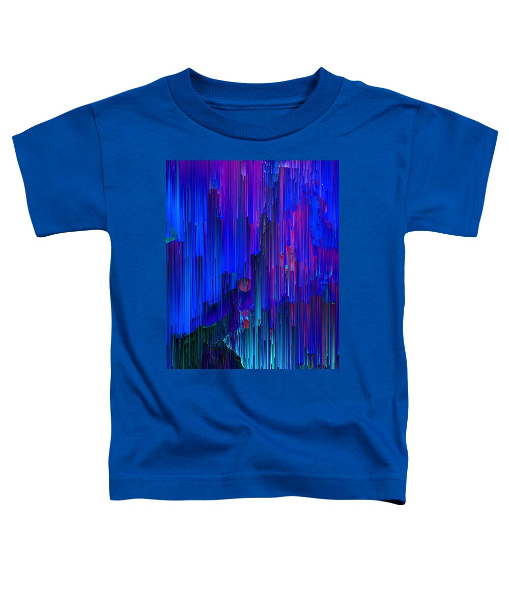 Blue Toddler T-Shirt featuring the digital art In the Midst - Pixel Art by Jennifer Walsh