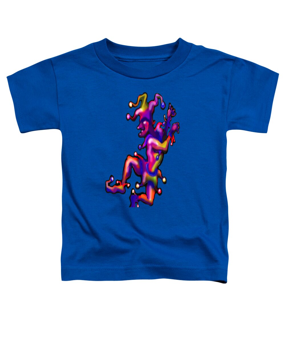 Jester Toddler T-Shirt featuring the digital art Jester on Blue by Kevin Middleton