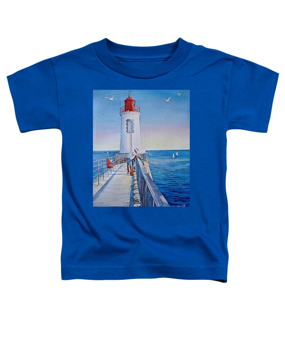 Watercolor Toddler T-Shirt featuring the painting Le Port - 14h - Sables d' Olonne - France by Francoise Chauray