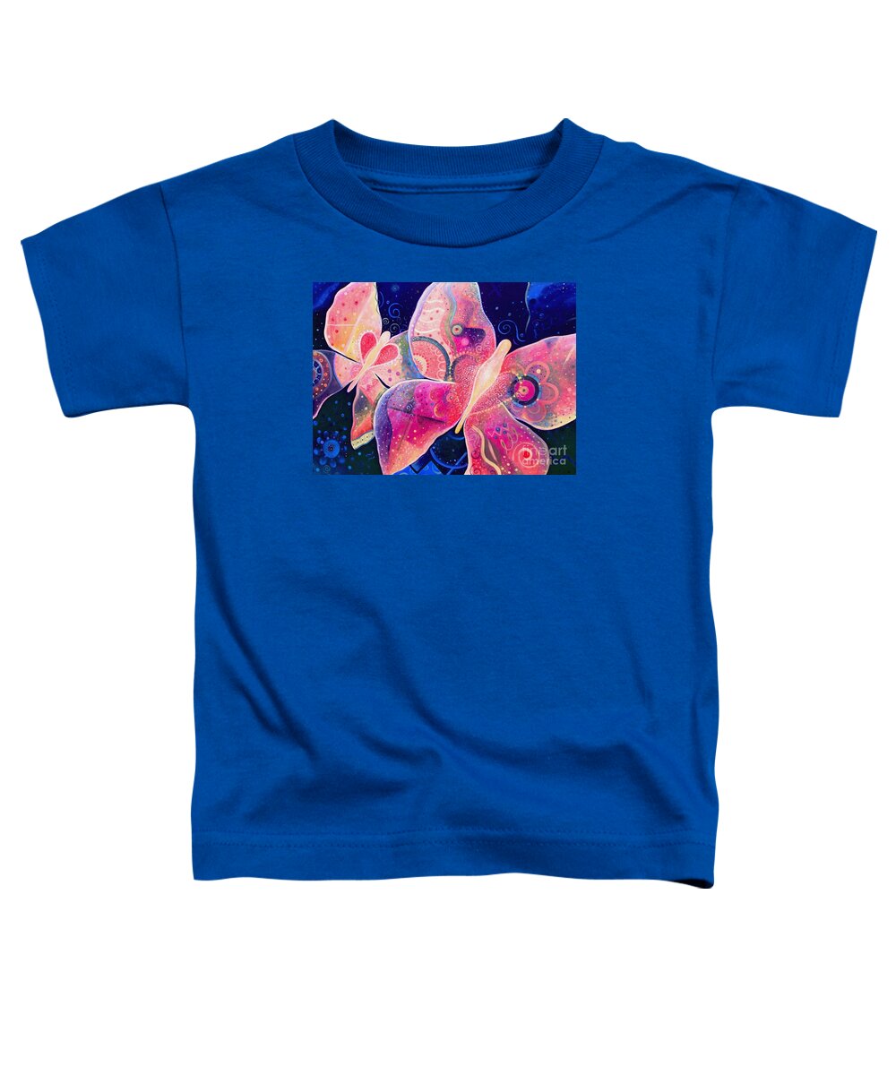 Butterflies Toddler T-Shirt featuring the mixed media Lighthearted In Full Spectrum by Helena Tiainen