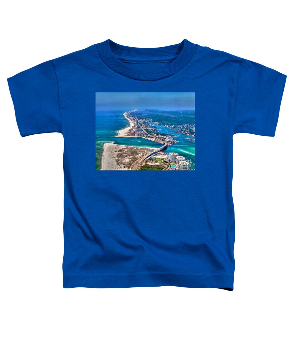 Gulf Shores Toddler T-Shirt featuring the photograph Looking West Across Perdio Pass by Gulf Coast Aerials -