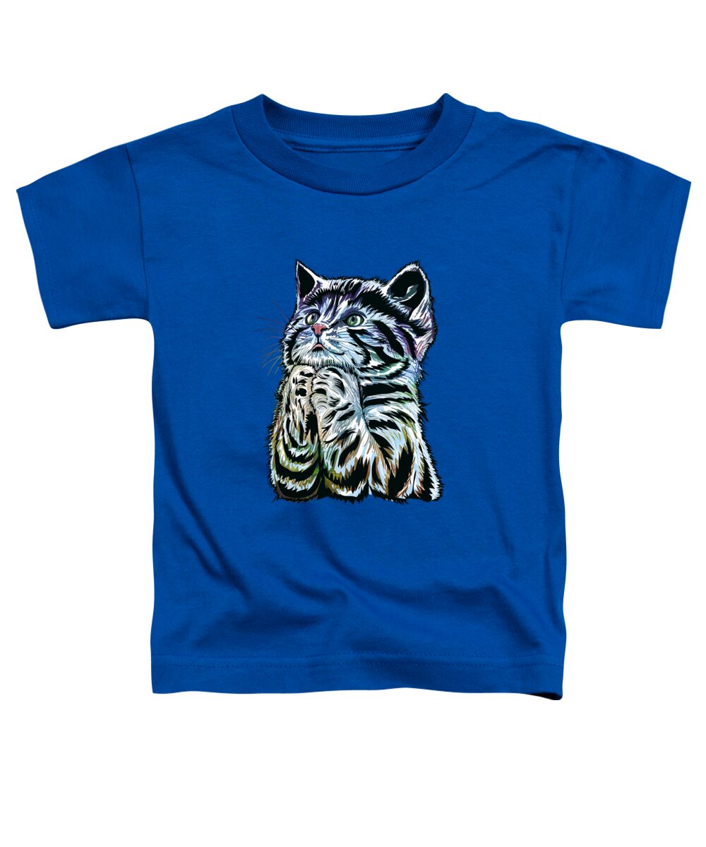 Kitten Toddler T-Shirt featuring the painting Lunch time. by Andrzej Szczerski