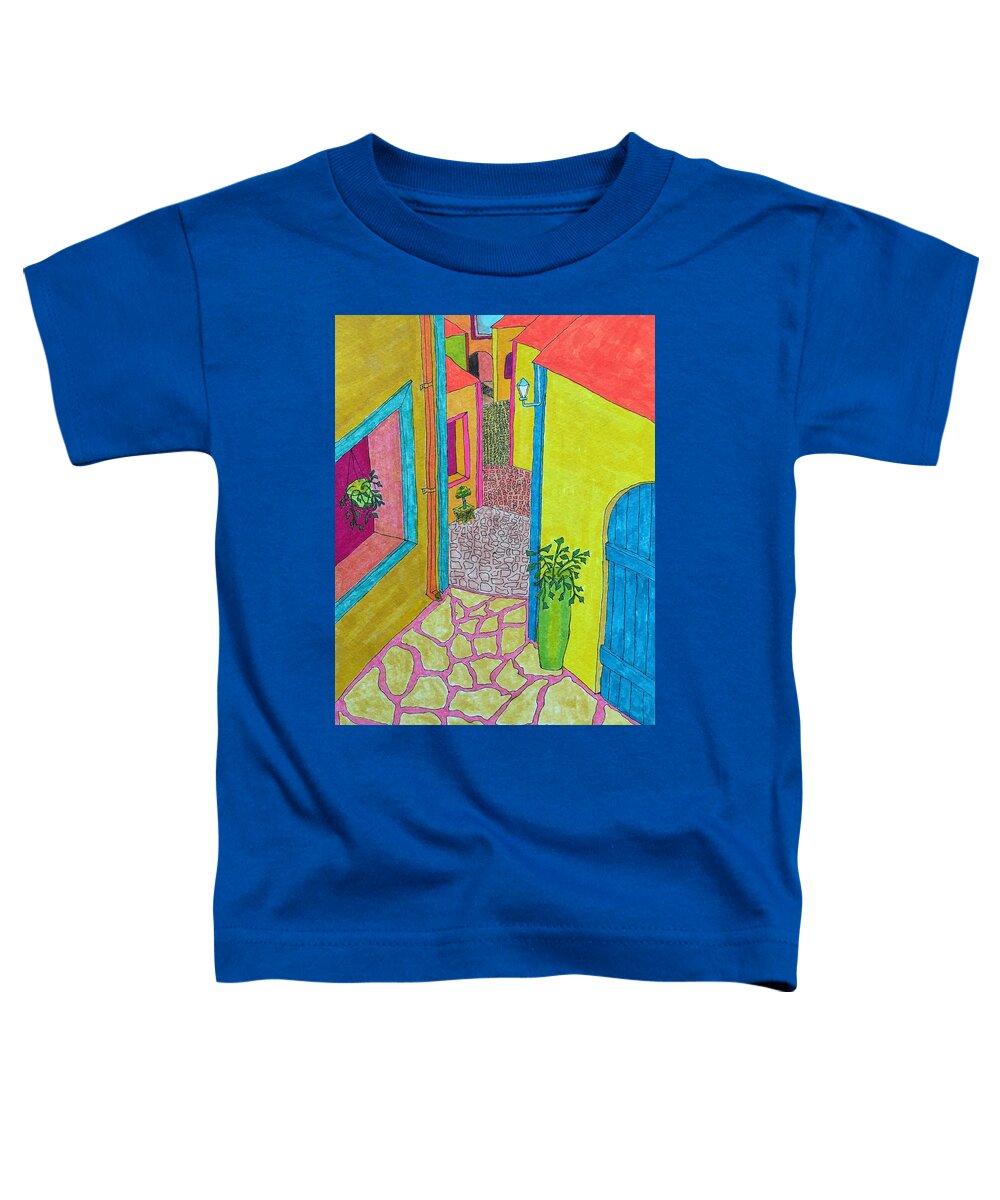 Hagood Toddler T-Shirt featuring the painting Med Town by Lew Hagood