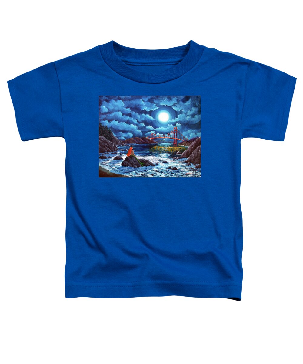 Painting Toddler T-Shirt featuring the painting Mermaid at the Golden Gate Bridge by Laura Iverson