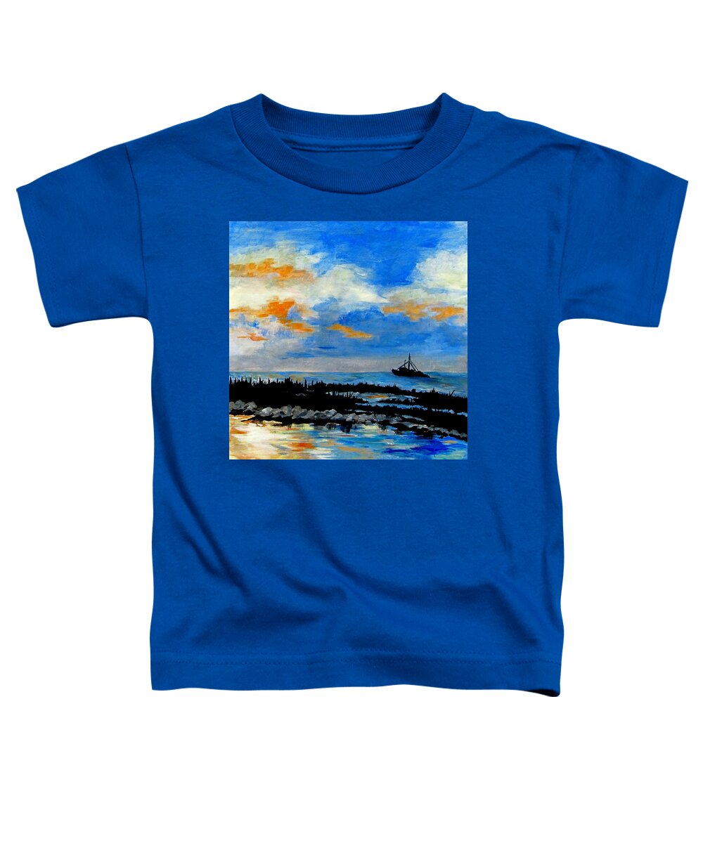 Water Toddler T-Shirt featuring the painting Nightfall by Adele Bower