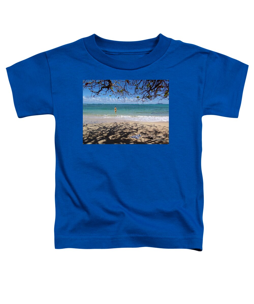 Nude Beach Hawaii Toddler T-Shirt featuring the painting Nude Beach Hawaii by Carl Gouveia