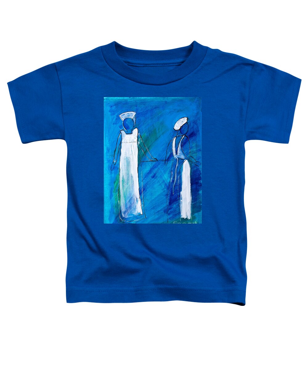 Acrylic Toddler T-Shirt featuring the painting Nurses In Uniform by Simon Bratt